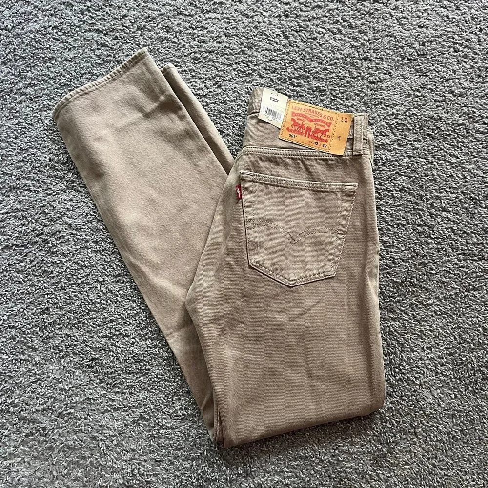 NEW Levi’s 501 Original Fit Straight Jeans Beige Pants Men’s 32x32 32